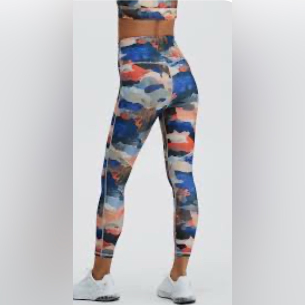 Fabletics Blue And Orange Patterned Leggings - image 1